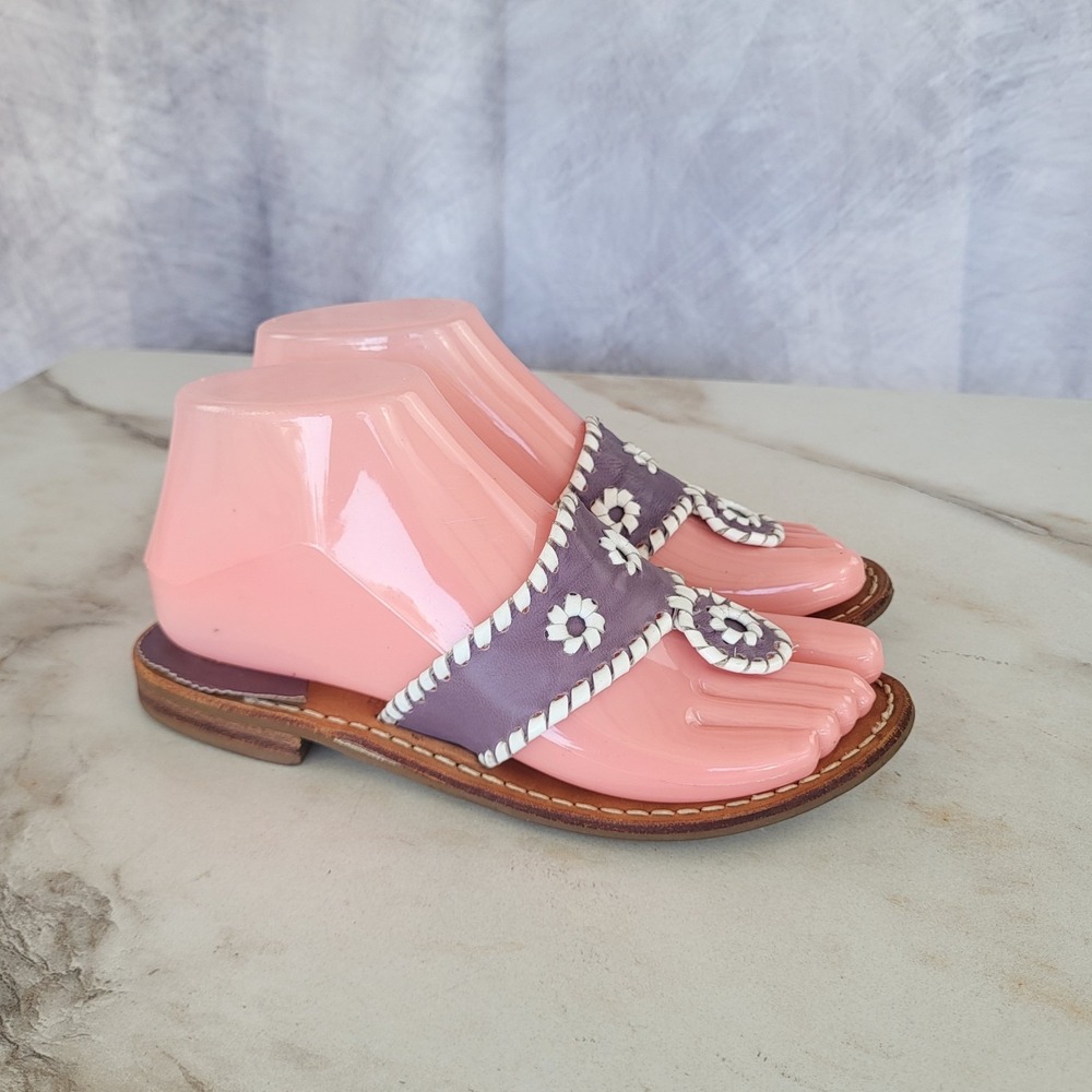Jack Rogers Calypso Shoes Womens Size 4-5 Leather Sandals Slip On Floral